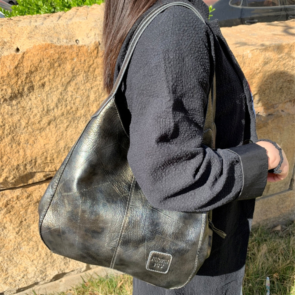 Vintage PU Hobo Bag, Large Capacity Tote Bag, Women's Travel Shoulder Bag