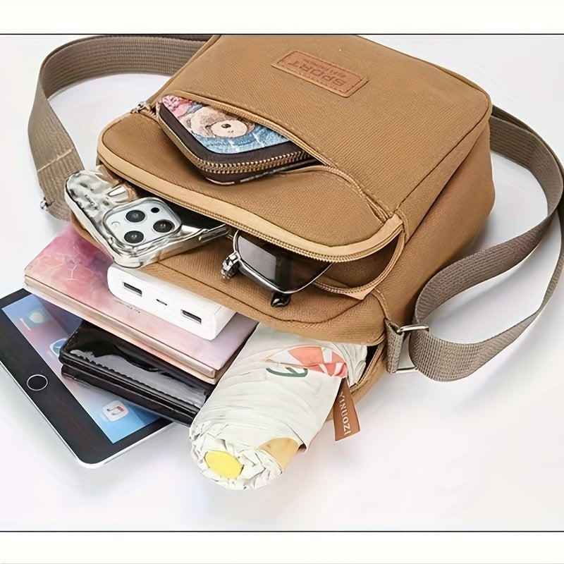 Mini Fashion Canvas Crossbody Bag, Simple Small Shoulder Bag, Women's Casual Handbag & Phone Purse