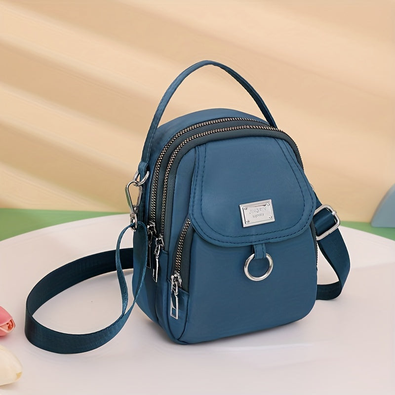Solid Color Zipper Crossbody Bag, All-Mat H Coin Purse, Women's Shoulder Bag For Shopping