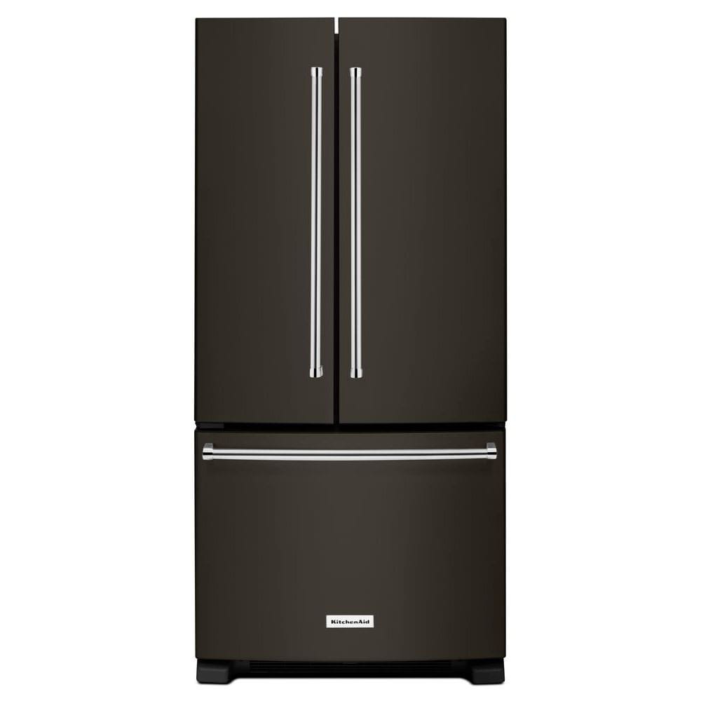 KitchenAid Standard-Depth 22.1-cu ft 3 -Door French Door Refrigerator with Ice Maker with Water Dispenser ( Black Stainless with PRINTSHIELD Finish ) ENERGY STAR Certified