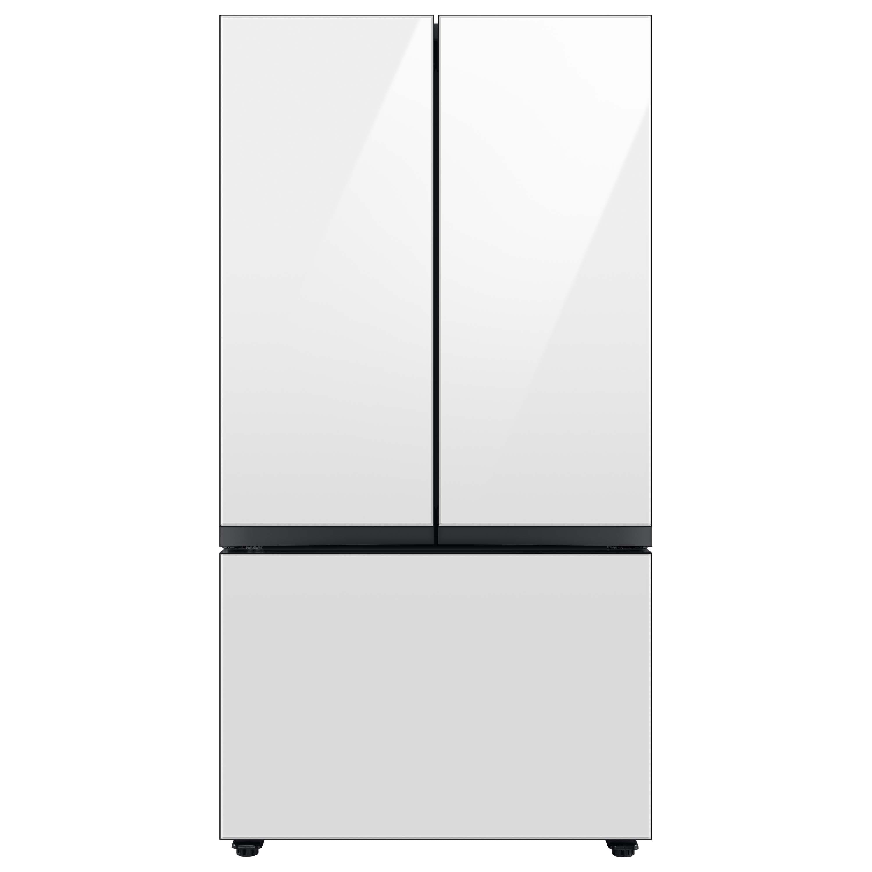 Samsung Bespoke Standard-Depth 30.1-cu ft 3.0 -Door Smart Compatible French Door Refrigerator with Dual Ice Maker with Water Dispenser ( White Glass - All Panels ) ENERGY STAR Certified