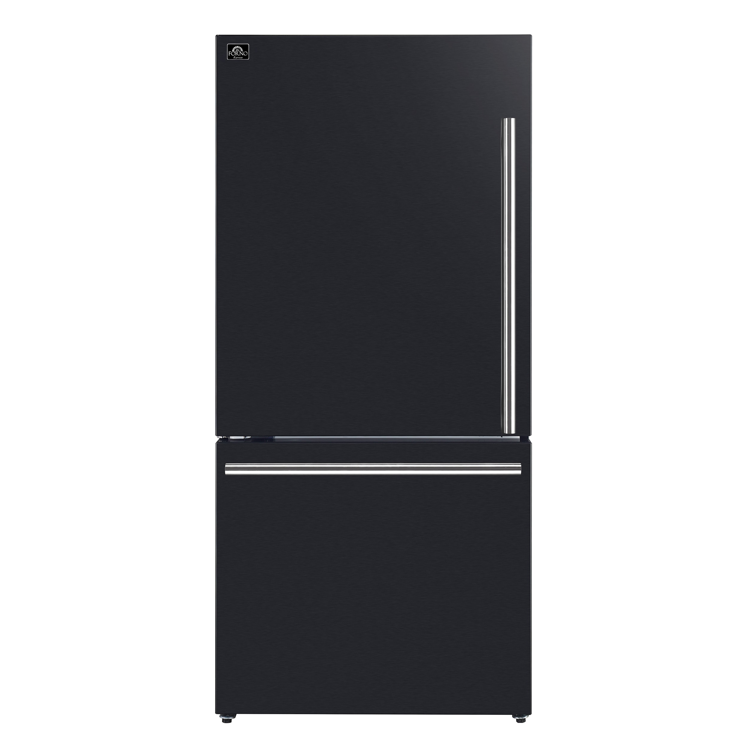 FORNO Milano Espresso 17.2-cu ft Counter-Depth Bottom-Freezer Refrigerator with Ice Maker ( Black ) ENERGY STAR Certified