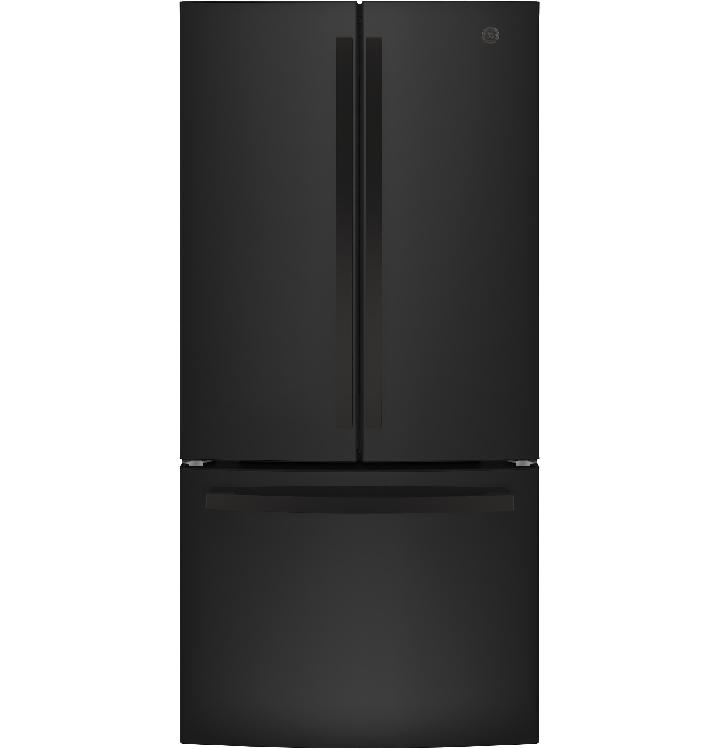 GE Standard-Depth 24.8-cu ft 3 -Door French Door Refrigerator with Ice Maker with Water Dispenser ( Black ) ENERGY STAR Certified
